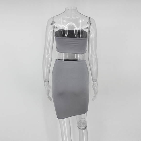 Grey skirt and lace up top - Picture 5 of 7